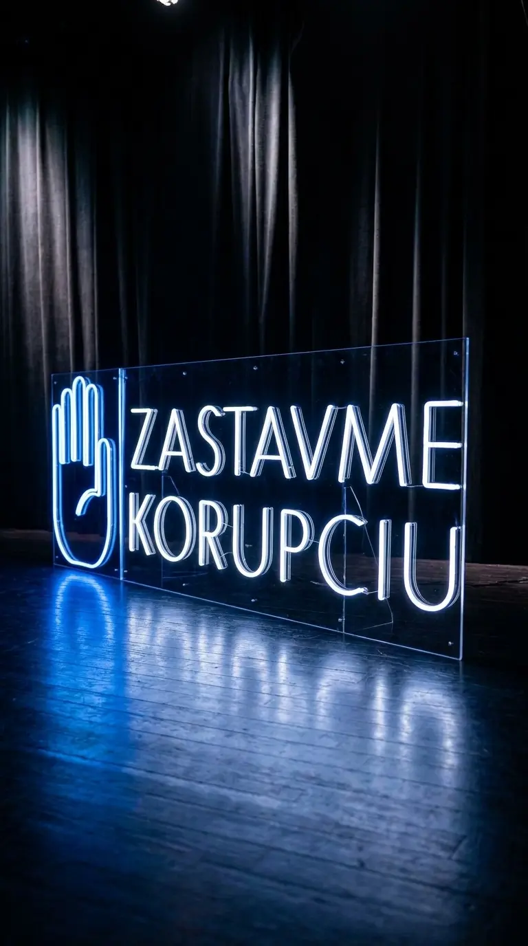 Neon Zastavme korupciu — realizace Neonworld